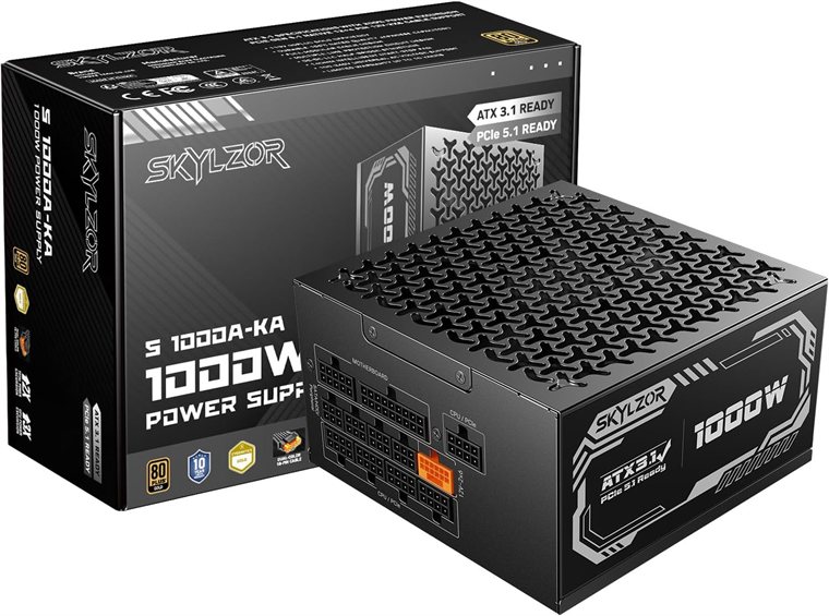 SKYLZOR S-1000A-KA retail packaging showing an unauthorized Cybenetics Gold badge